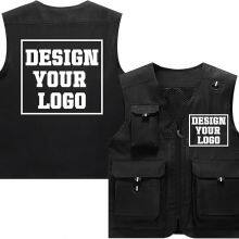 Personalized Design Custom Mens Quick Dry Fishing Vests Lightweight Sleeveless With Zipper Pockets for Travel Hiking