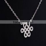 Vintage Classical Chinese Knot Pendant Necklace Silver Long Necklace thumbnail-2