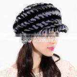 2015 New Korean Style Mink Fur Beretluxury Knitted Visor Cap thumbnail-3