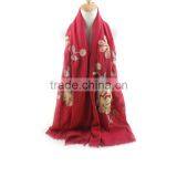 Fashion Ladies Charm Flower Embroidery Cotton Hijab Muslim 2016 Scarf thumbnail-3