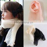 Wholesale Autumn Winter Latest Fashion Cute Lovely Pearl Beads Gauze Lace Girl Scarf thumbnail-1
