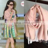Wholesale Winter Ladies Fashion Wool Pink Pashmina Shawl thumbnail-1