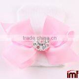 Baby Girl COMING HOME Hat,White Faux Pearl Bow Hospital Hat thumbnail-3