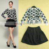 2014 Brand Name Newest European Runway Styles Edelweiss Knitted Models Sweater Tops +mini Skirts With Belt D1691501 thumbnail-4