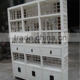 Chinese Antique Reproduction White Wooden Bookshelf