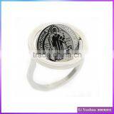 Etched Jesus Crucifix Stainless Steel Rings thumbnail-1