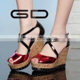 GDSHOE New Design Mixed Colors Platform Ladies Wedge Sandal Shoes Mature High Heel Sandal