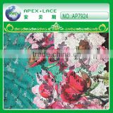 Fashion flower printed multi color guipure lace fabric/chemical lace AP7924
