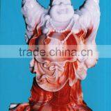 Laughing Buddha Statue White Marble Stone Hand Sculpture Carved For Temple