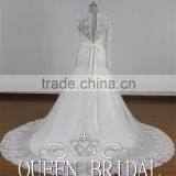 Real Sample Appliqued Lace Long Sleeve Mermaid Islamic Wedding Dress Patterns thumbnail-4