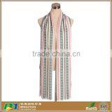 Women's Custom Green Striped Viscose 100% Acrylic Jacquard Knitted Scarf