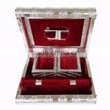 SILVER METAL FINISH PREMIUM WOODEN JEWELLERY BOX / BANGLE BOX thumbnail-4