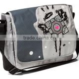 cheap polyester long strap shoulder laptop messenger bag with leather trim