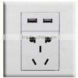 AU EU US Socket 2 USB Port Power Wall Outlet Plate Panel Standard WHITE thumbnail-1