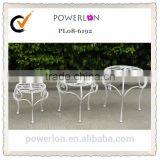 POWERLON Wrought Iron S/3 Small Planter Stand Antique White Outdoor Furniture thumbnail-3