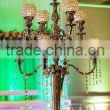 Tall Wedding Candelabra With Flower Bowl, 9 Arms Silver Candelabra For Wedding Decoration thumbnail-1
