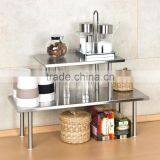 Kitchen or Bathroom Use 2 Tiers Rectangle Stainless Steel Kitchen Shelf thumbnail-4