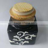 Ceramic Black Relief Sculpture Storage Jar With Silicone Seal thumbnail-3