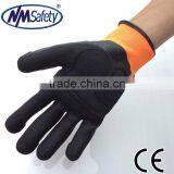 NMSAFETY 13 Gauge Orange Nylon Liner Sandy Nitrile Glove With TPR on Back Mechanic Gloves thumbnail-2