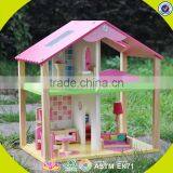 Wholesale 2 Floors Girls Wooden Dollhouse Kits Best Design Children Wooden Dollhouse Kits W06A165-S thumbnail-1