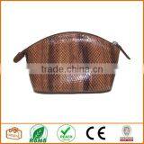 Leather Cosmetic Pouch Toffee Python thumbnail-1
