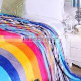 100%Polyester Bright Colorful Stripe Spanish Style Flannel Fleece Blanket thumbnail-2