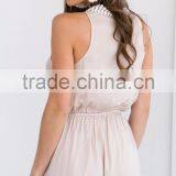 Woman V Neck Crossover Playsuit With Lace Trim Latest Design Summer Sexy Romper thumbnail-3