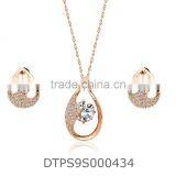 Rose Gold Plated Solitaire CZ Studded Pendantset thumbnail-1