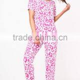 MGOO Full Print Women Long Pyjama Pink Leopard Print PJ Set Digital Print Cotton Pajamas thumbnail-3