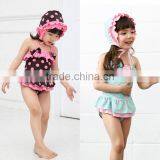 Baby Girls Summer Child Swimwear 2pcs Polka Dots Halter Seaside Swimsuit/Little Girls Swimsuits thumbnail-2