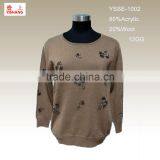 Hand Embroidery Flowers Sweater80%Acrylic 20%Wool Fashion Lady Sweater thumbnail-1