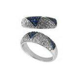 trendy cover zircons micro pave setting 925 silver engagement and wedding ring sets of two-tone