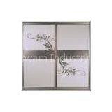 Silvery White Glass Sliding Door For Closet, Custom Modern Aluminum Sliding Glass Doors