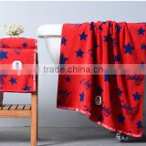 Red and blue color dye yarn jacquard cotton face towel/hand towel/ bath towel