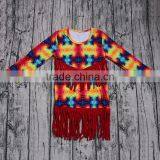 Cheap Wholesale Little Girls Long Sleeve T-shirt Blue Color With Flower Ruffles Boutique Outfits Fall Spring Basic Tops Tees New thumbnail-2