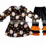 black polka Baby Kids Ruffle Cotton set Fall baby Girls Boutique outfit Halloween Outfits