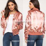 China Clothing Manufacturer Custom Plain Satin Bomber Jacket Wholesale thumbnail-1