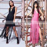 Latest Design Fashion Sexy Sleeveless Tassels Maxi Dresses Women For Party thumbnail-1