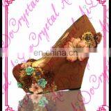 Aidocrystal Yellow Flower Shape Handmade Popular Style Women High Wedges Heels Shoes
