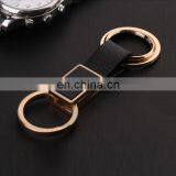 Popular Style Embossed Logo Black Leather Keychain for Business Promotional Gift