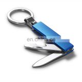 multi function metal Keyring With knife and bottle opener
