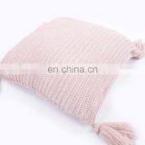 2018 Hot Sales 100%acrylic Decorative Rib Knitted Cushion Cover With Lantern Tassels thumbnail-1