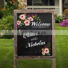 Double Sides A-Frame Chalkboard Sign Rustic Wooden Sidewalk Easel Chalk Stand thumbnail-4