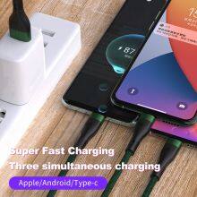 Fashion 6A Fast Charging 3-in-one Data Cable 66W Super Fast Charge Cable USB for Apple for Huawei for OPPO for Samsung thumbnail-4
