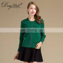 Crew Neck Knitted Cashmere Wool Mix Spring Women Sweater Cardigan With Button thumbnail-2