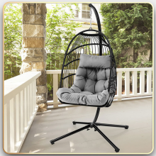 Durable Modern Outdoor Furniture Hanging Egg Swing Chair With Cushion PE Rattan Metal Frame Living Room Hotel Bedroom Courtyard thumbnail-1