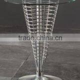Fancy Design Steel Rod Base Glass Top Coffee Table