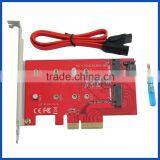 2 Port NGFF M.2 B + M Key SSD to PCI-E PCI Express 4X 4 Lane Adapter With Low Profile Bracket