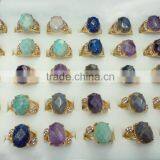 RG1084 Wholesale Faceted Natural Gem Stone Oval Rings thumbnail-1