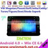 unique design car pad with android 4.0 detachable capacitive touch screen and win CE 6.0 os for the main unit DM7836C